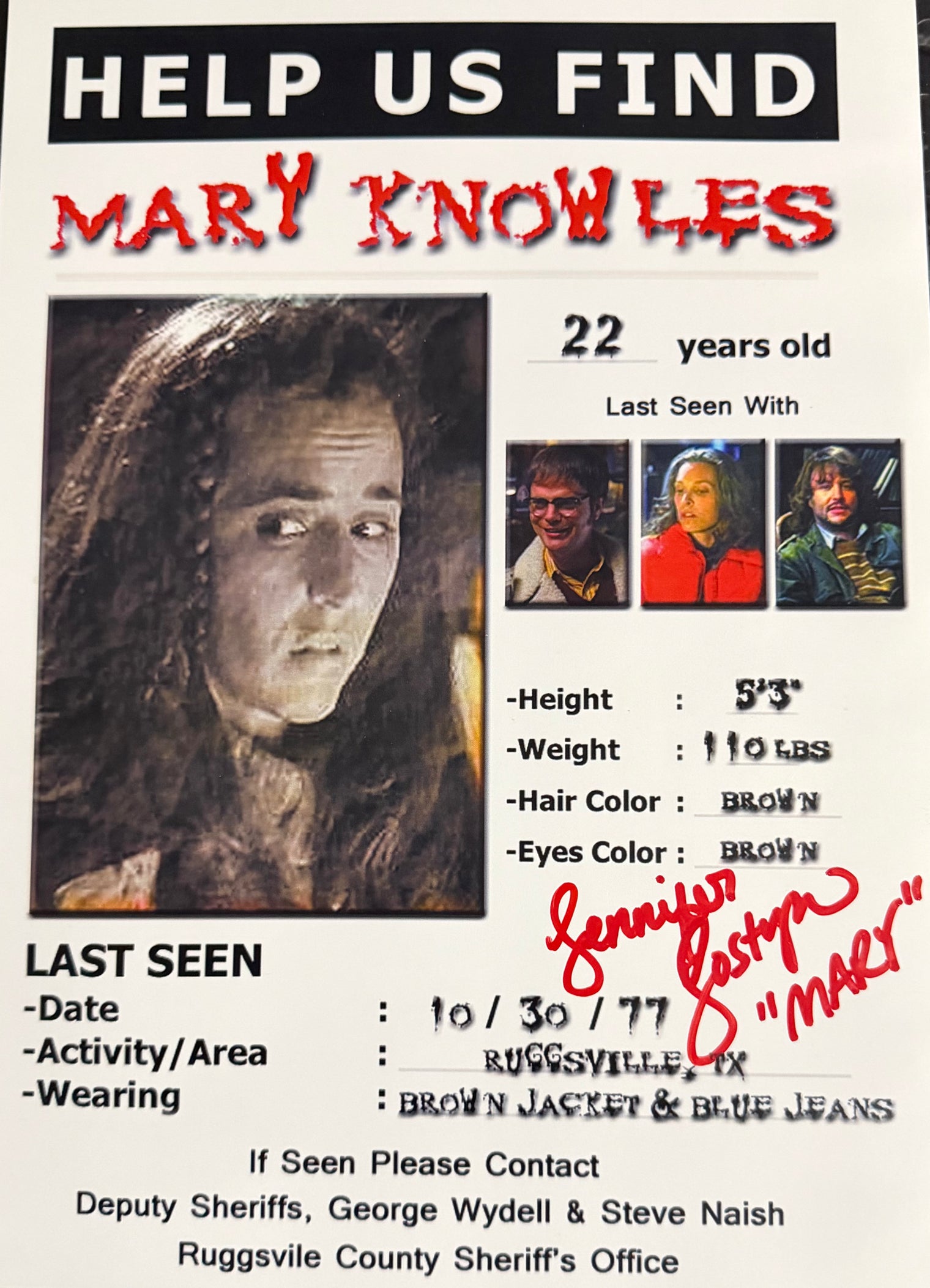 JENNIFER JOSTYN SIGNED HOUSE OF 1000 CORPSES PRINT